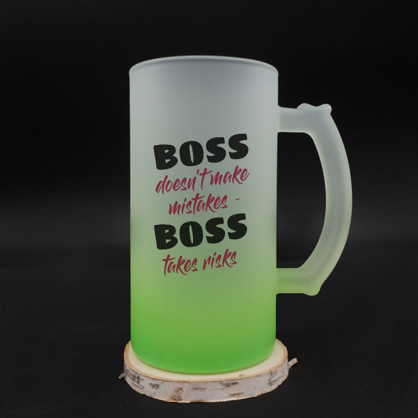 Beer mug "Boss doesn't make mistakes - Boss takes risks" Beer mug "Boss doesn't make mistakes - Boss takes risks"