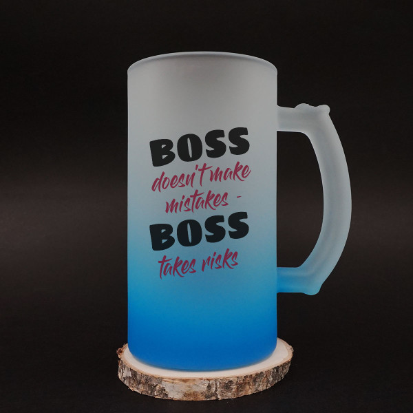 Beer mug "Boss doesn't make mistakes - Boss takes risks" Beer mug "Boss doesn't make mistakes - Boss takes risks"
