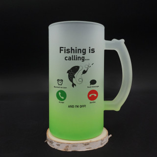 Beer mug "Fishing is calling"