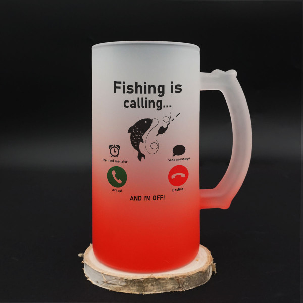 Beer mug "Fishing is calling" Beer mug "Fishing is calling"