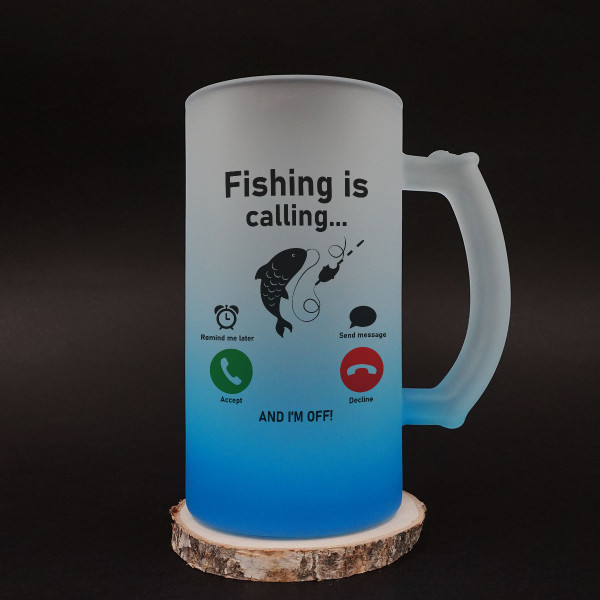 Beer mug "Fishing is calling" Beer mug "Fishing is calling"