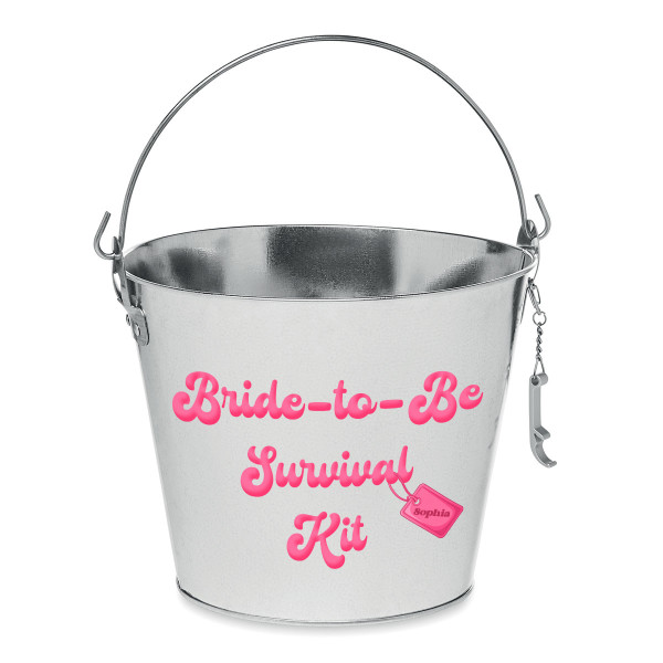 Bucket "Bride-to-Be Survival Kit" with your chosen name