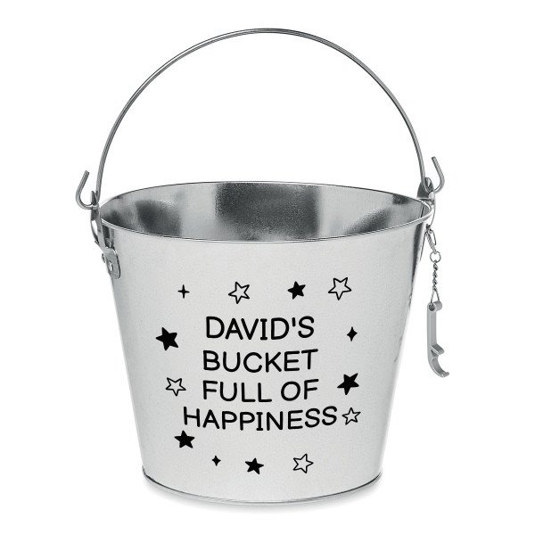 Bucket "Bucket Full of Happiness" with your chosen name