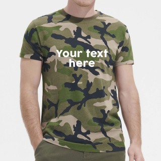 Camouflage T-shirt with your chosen text