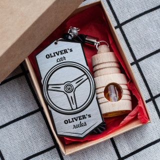 Car scent "Whoever's car, their rules" with your selected name