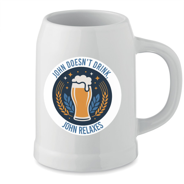 Ceramic mug "Not drinking – just relaxing" with your chosen name