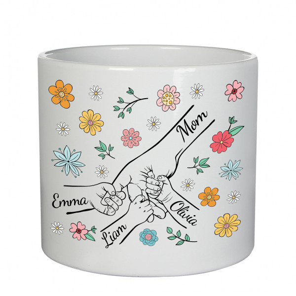 Ceramic pot "Mom and Kids" with children's names Ceramic pot "Mom and Kids" with children's names