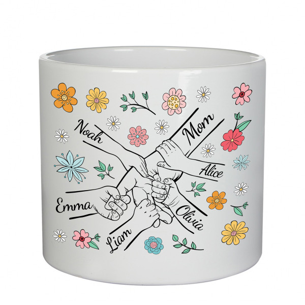 Ceramic pot "Mom and Kids" with children's names Ceramic pot "Mom and Kids" with children's names