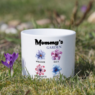 Ceramic pot "Mommy’s garden" with children's names