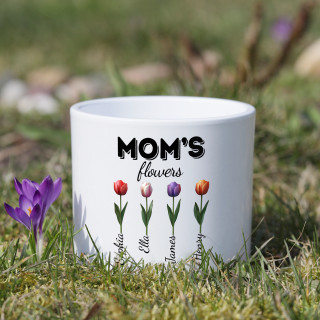 Ceramic pot "Mom’s flowers" with children's names