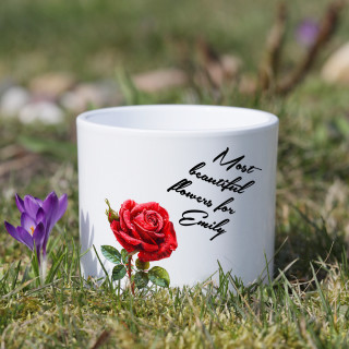 Ceramic pot "Most Beautiful Flowers" with Your chosen name
