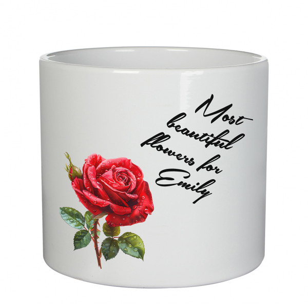 Ceramic pot "Most Beautiful Flowers" with Your chosen name Ceramic pot "Most Beautiful Flowers" with Your chosen name