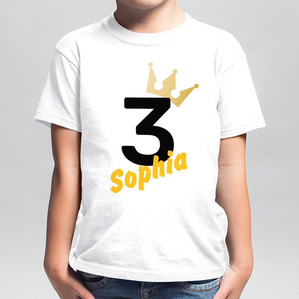 Children's birthday T-shirt with chosen name and age