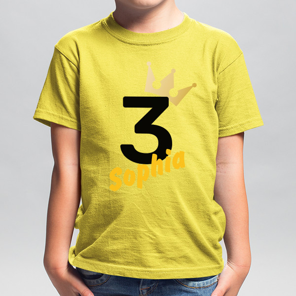 Children's birthday T-shirt with chosen name and age