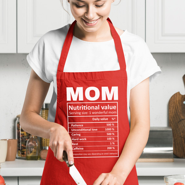 Cotton apron "Mom's ingredients" Cotton apron "Mom's ingredients"