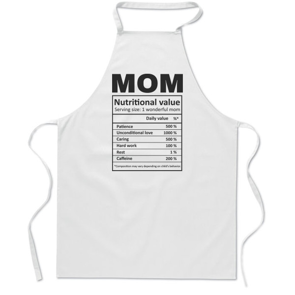 Cotton apron "Mom's ingredients" Cotton apron "Mom's ingredients"