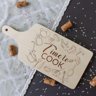 Cutting board with handle "Time to Cook" (35cm)
