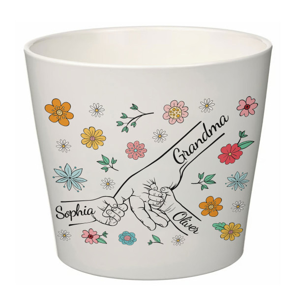Elegant flower pot "Grandmother and grandchildren" with grandchildren’s names