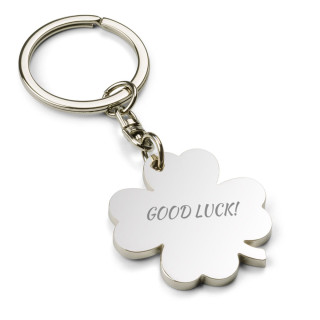 Engraved Clover Keychain "Good Luck"