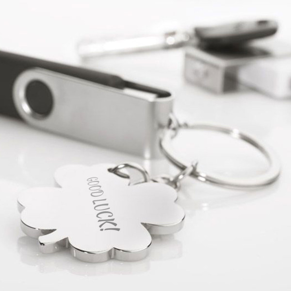 Engraved Clover Keychain "Good Luck" Engraved Clover Keychain "Good Luck"