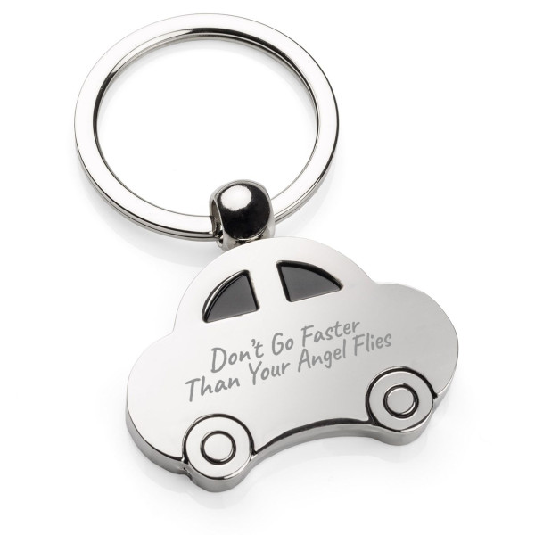 Engraved Keychain "Don’t Go Faster Than Your Angel Flies"
