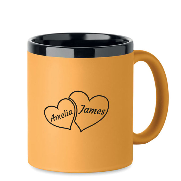 Engraved mug "Hearts" with Your Chosen Names
