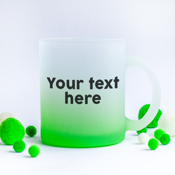 Frosted glass mug with your chosen text Frosted glass mug with your chosen text
