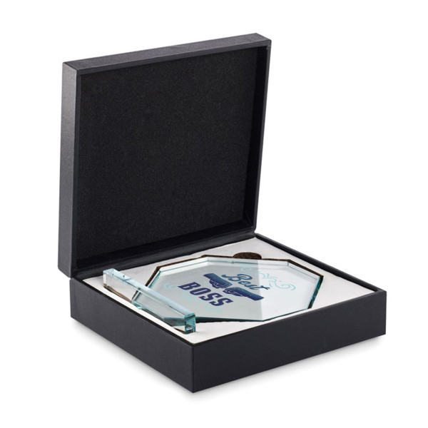 Glass trophy in a gift box "Best Boss" Glass trophy in a gift box "Best Boss"