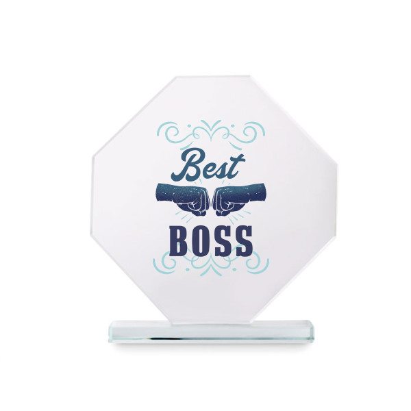 Glass trophy in a gift box "Best Boss" Glass trophy in a gift box "Best Boss"