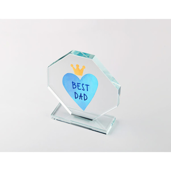 Glass trophy in a gift box "Best Dad" Glass trophy in a gift box "Best Dad"