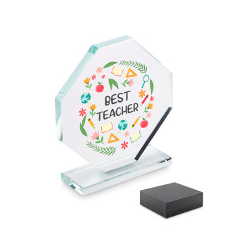 Glass trophy in a gift box "Best female teacher"