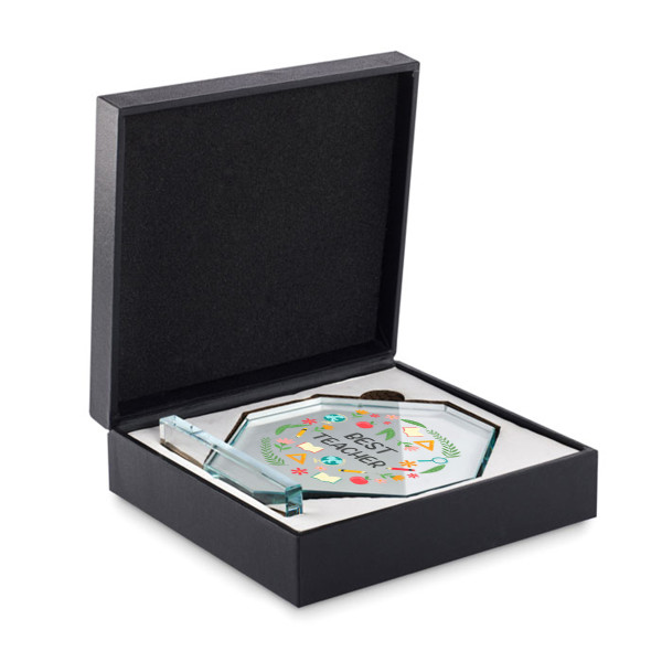 Glass trophy in a gift box "Best female teacher" Glass trophy in a gift box "Best female teacher"