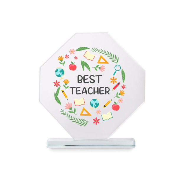 Glass trophy in a gift box "Best female teacher" Glass trophy in a gift box "Best female teacher"