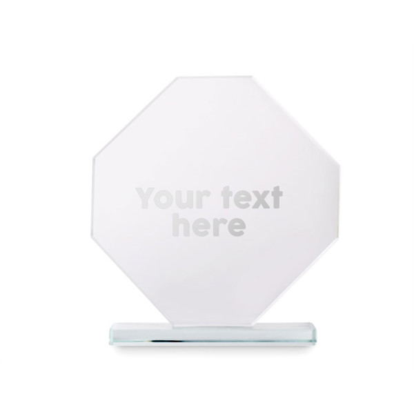 Glass trophy in a gift box "RUMBO" with your selected text Glass trophy in a gift box "RUMBO" with your selected text