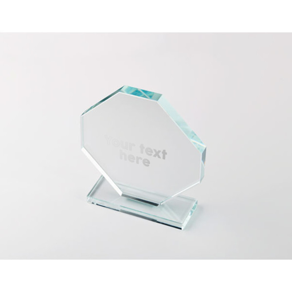 Glass trophy in a gift box "RUMBO" with your selected text Glass trophy in a gift box "RUMBO" with your selected text