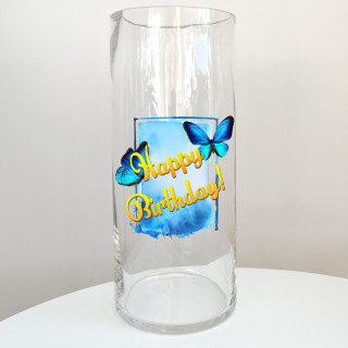 Glass Vase "Happy Birthday!"