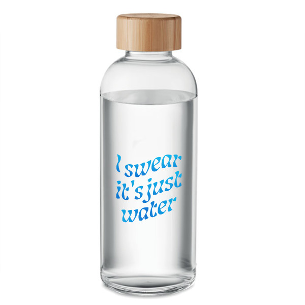 Glass water bottle "I swear it's just water" (650ml) Glass water bottle "I swear it's just water" (650ml)