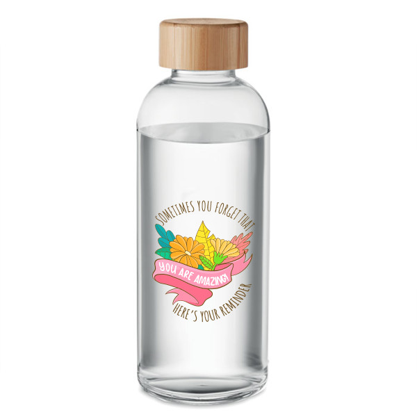 Glass water bottle "You are amazing!" (650ml) Glass water bottle "You are amazing!" (650ml)