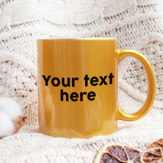 Golden mug with your chosen text