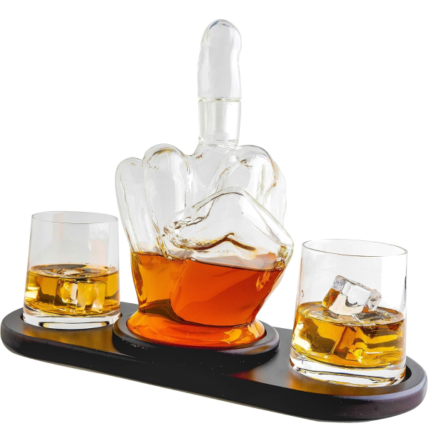 Decanter and 2 glasses set "Middle Finger"