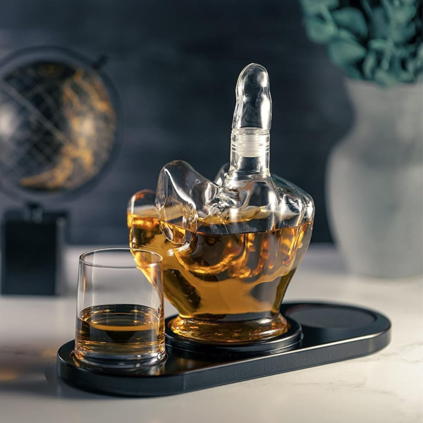 Decanter and 2 glasses set "Middle Finger"