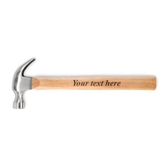Hammer with a wooden handle with your own text