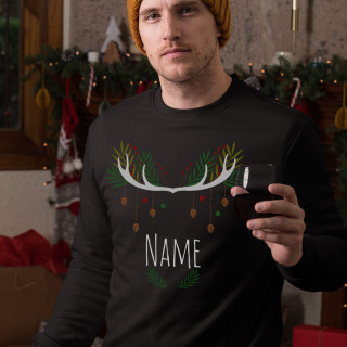 Hoodie "Christmas deer" with your chosen name (no hood)