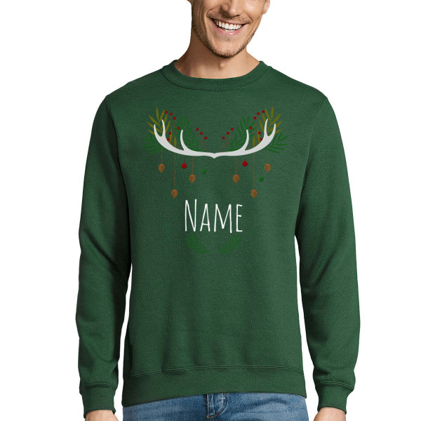 Hoodie "Christmas deer" with your chosen name (no hood) Hoodie "Christmas deer" with your chosen name (no hood)