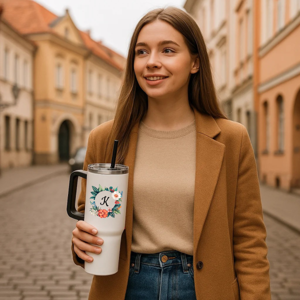 XL thermo mug "Initial" with the letter of your choice (1200ml)
