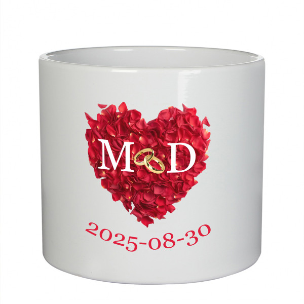 Ceramic pot "For the Wedding" with your chosen initials and date Ceramic pot "For the Wedding" with your chosen initials and date