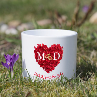 Ceramic pot "For the Wedding" with your chosen initials and date