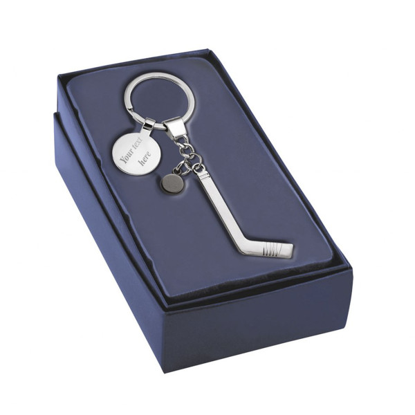 Silver Plated keychain "Ice hockey" (with optional engraving for an additional fee)