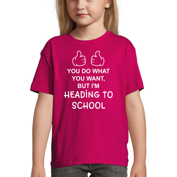 Kids' T-shirt "I'm heading to school"
