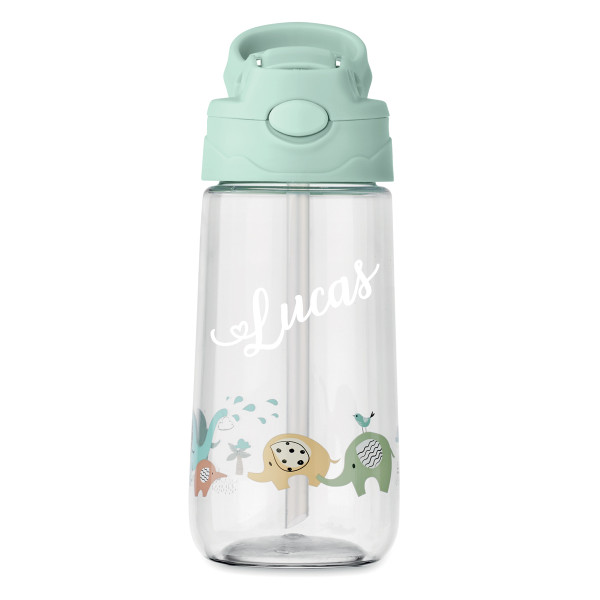 Kids' Water Bottle "Little Elephants" with Your Chosen Name (450ml) Kids' Water Bottle "Little Elephants" with Your Chosen Name (450ml)